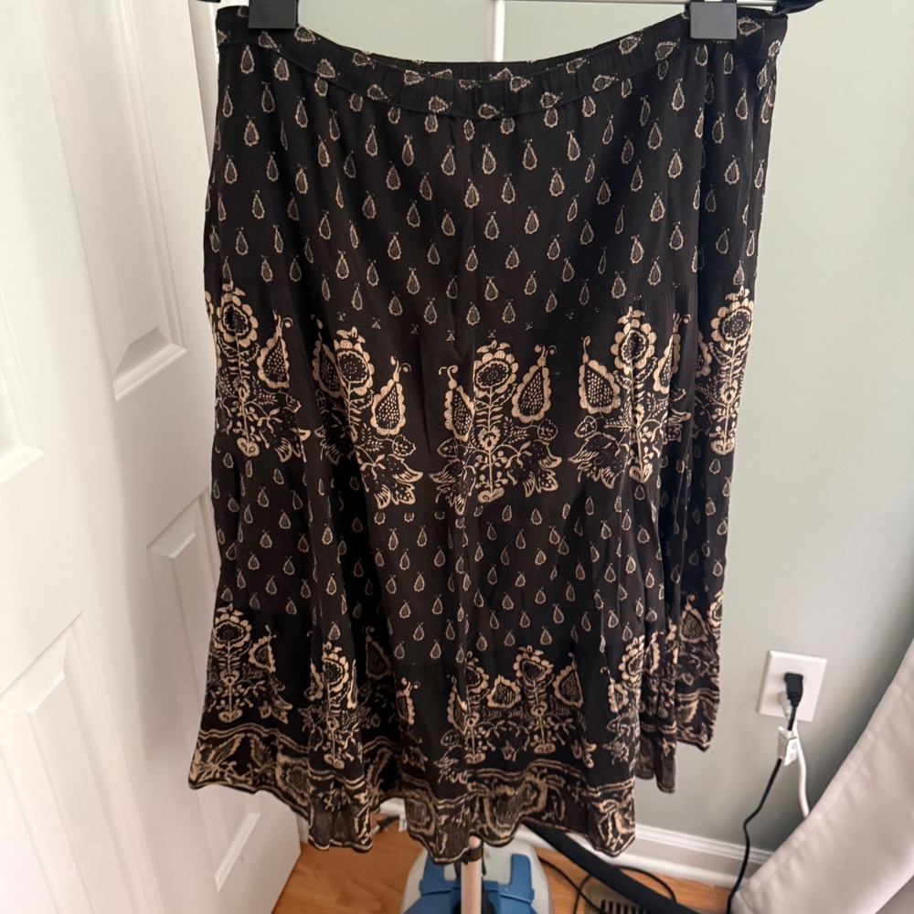 Lauren Ralph Lauren Petite L Cotton Paisley Midi Skirt Boho Western Prairie - Picture 2 of 5